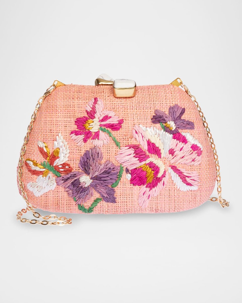 Tamu Flower Raffia Clutch Bag